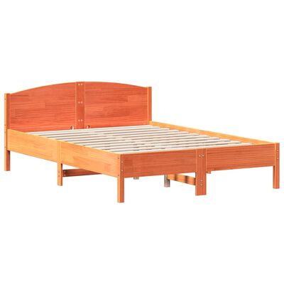 vidaXL Рамка за легло с табла, восъчнокафяв, 150x200 см, бор масив