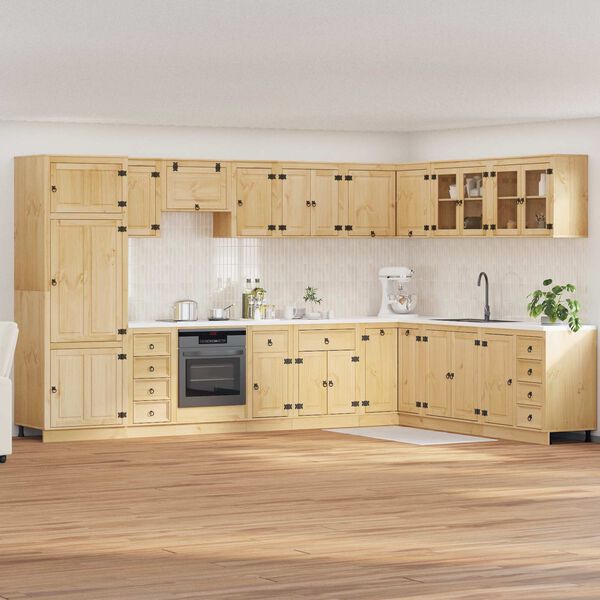 vidaXL За шкафове с рафт SKI 14 pcs Кехлибарен Солидно борово дърво