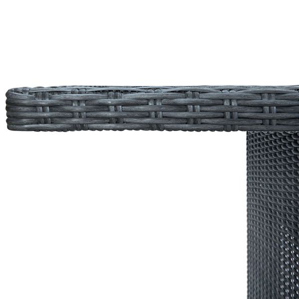 vidaXL Градинска маса, тъмносива, полиратан и закалено стъкло