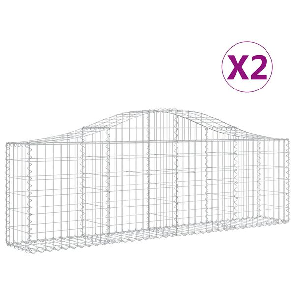 vidaXL Габионни кошници арка 2 бр 200x30x60/80 см поцинковано желязо