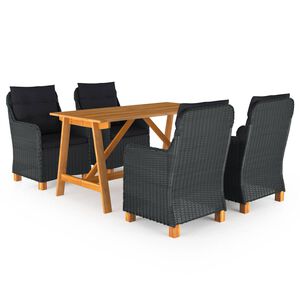 vidaXL Градински трапезен комплект, 5 части, тъмносив
