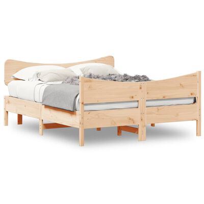 vidaXL Рамка за легло с табла, 150x200 см, борово дърво масив