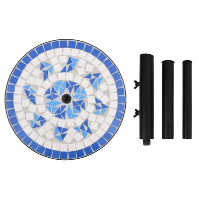 vidaXL Основа за чадър, синьо и бяло, кръгла, 12 кг