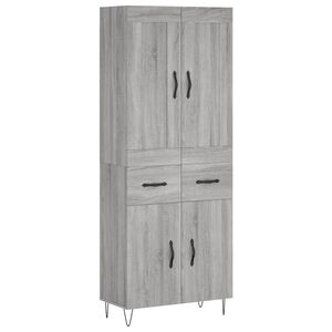 vidaXL Висок шкаф, сив сонома, 69,5x34x180 см, инженерно дърво