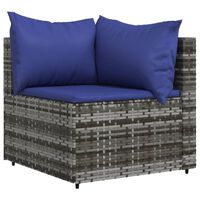 vidaXL Градински ъглов диван с възглавници, сив, полиратан