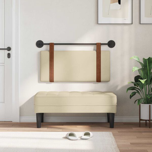 vidaXL Висяща табла Монтиране на стена Крем 90 x 55 x 5 см Антично PU