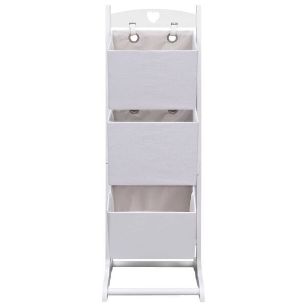 vidaXL Етажерка с 3 кошници, бяла, 35x35x102 см, дърво