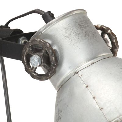 vidaXL Подова лампа с 2 абажура, сребриста, E27, чугун
