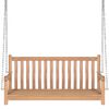 vidaXL Градинска люлка със светлосиньо шалте, 120 см, тик масив