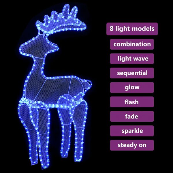 vidaXL Коледна украса северен елен с мрежа 306 LED 60x24x89 см