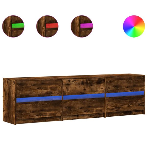 vidaXL ТВ шкаф с LED, опушен дъб, 180x34x50 см, инженерно дърво