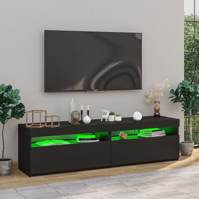 vidaXL ТВ шкафове, 2 бр, с LED осветление, черни, 75x35x40 см