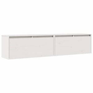 vidaXL Стенни шкафове, 2 бр, бели, 80x30x35 см, бор масив