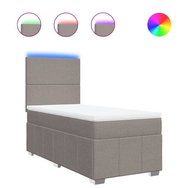 vidaXL Боксспринг легло с матрак, таупе, 90x200 см, плат