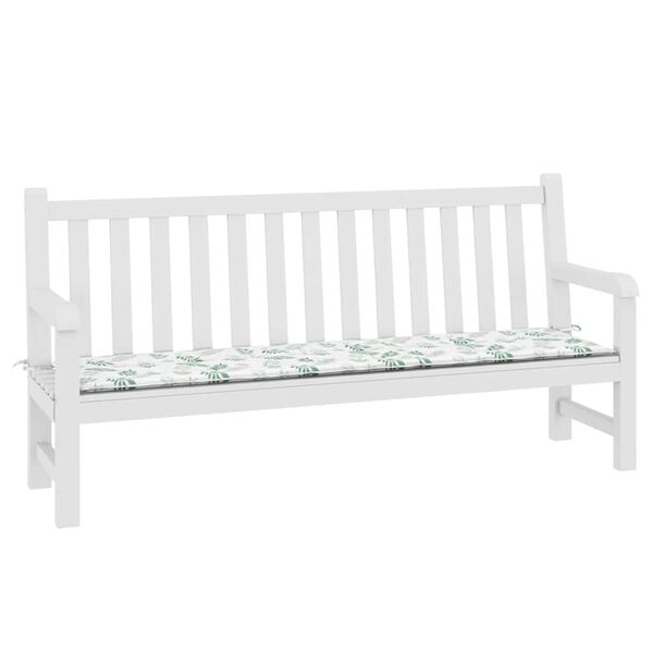 vidaXL Възглавница за градинска пейка десен на листа 200x50x4 см плат