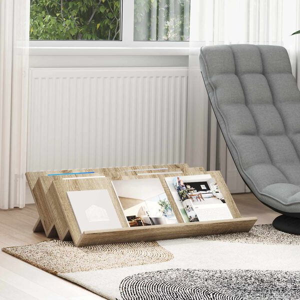 vidaXL Етажерка за списания с рафт Сонома дъб 90 x 53 x 28,5 см