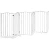vidaXL Сгъваема преграда за кучета с врата 6 панела бял 300 см топола