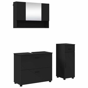 vidaXL Комплект мебели за баня 3 бр. Черно 76,5 x 35 x 64 см