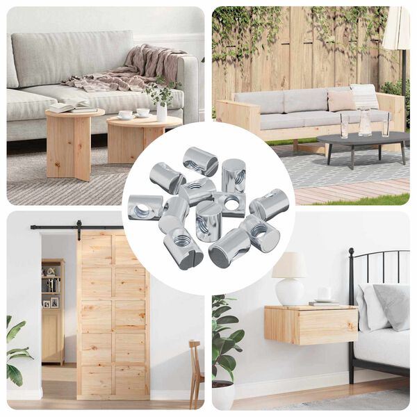 vidaXL Винтова гайка за мебели 12 pcs Цинковано M6 x 13 мм Желязо