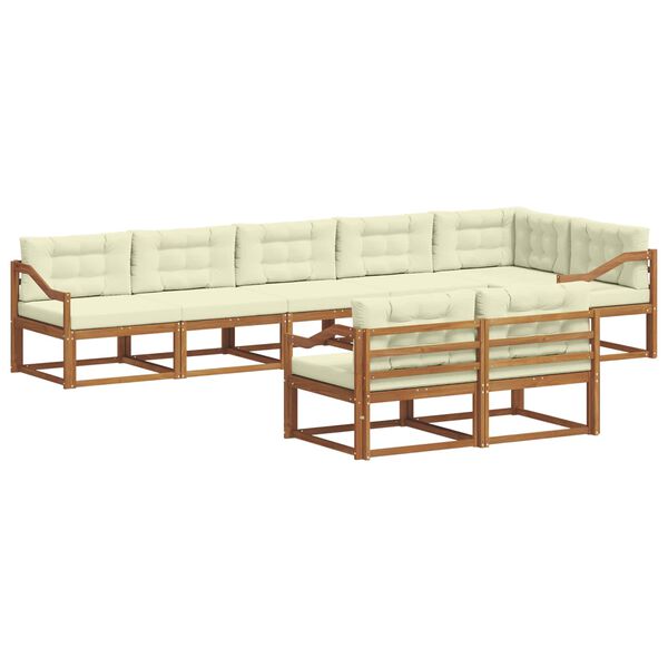 vidaXL Комплект дивани за открито 8 pcs Натурален и Крема