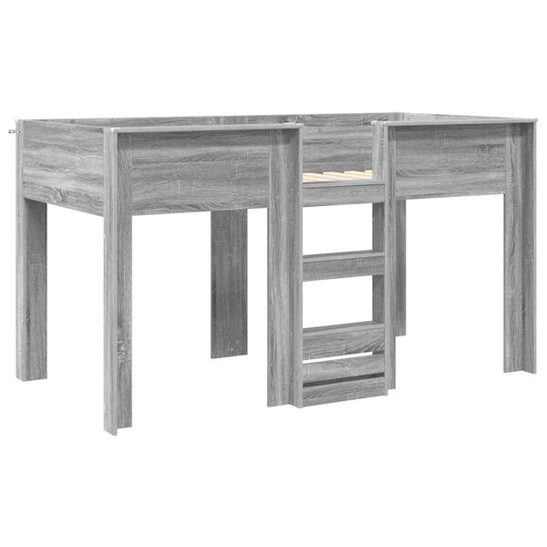 vidaXL Двуетажно легло за деца Сив Сонома 100 x 200 cm Инженерно дърво