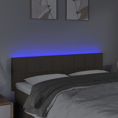 vidaXL LED горна табла за легло, таупе, 144x5x78/88 см, плат