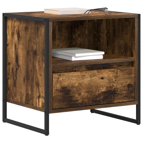 vidaXL Нощно шкафче Димящ дъб 50 x 39,5 x 50 см Инженерно дърво