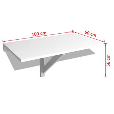 vidaXL Сгъваема стенна маса, бяла, 100x60 см