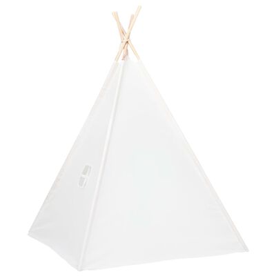 vidaXL Детска палатка Типи прасковена кожа бяла с чанта 120x120x150 см