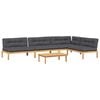 vidaXL Градински комплект диван с възглавници, 5 части, акация масив