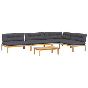 vidaXL Градински комплект диван с възглавници, 5 части, акация масив