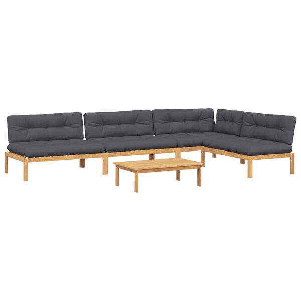 vidaXL Градински комплект диван с възглавници, 5 части, акация масив