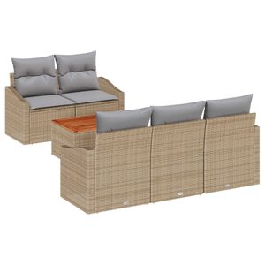 vidaXL Градински Софа Комплект с възглавница 6 pcs Бежово полиратан