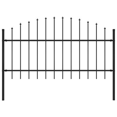 vidaXL Градинска ограда с връх пика, стомана, (1-1,25)x1,7 м, черна