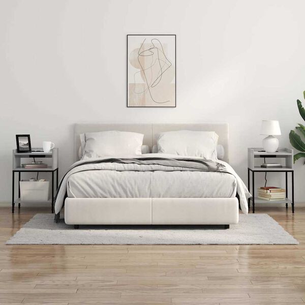 vidaXL Нощен шкаф с рафт Сив Сонома 40 x 40 x 61 см Инженерно дърво