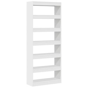 vidaXL Шкаф за книги 6 нива 80 x 30 x 198 см Инженерна дървесина Бяло