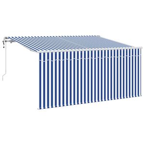 vidaXL Сгъваем навес Синьо и бяло 300 x 200 cm Полиестер и алуминий