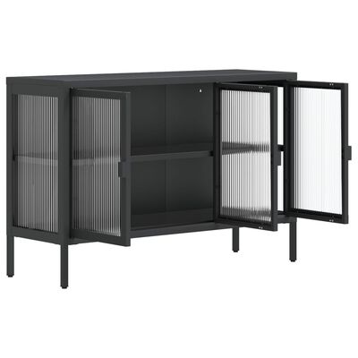 vidaXL Сайдборд, черен, 105x35x70 см, стъкло и стомана