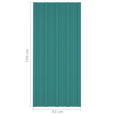 vidaXL Покривни панели, 36 бр, поцинкована стомана, зелени, 100х45 см