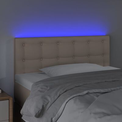 vidaXL LED Горна табла за легло, капучино, 80x5x78/88 см