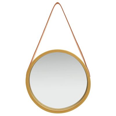 vidaXL Стенно огледало с каишка, 40 см, златисто