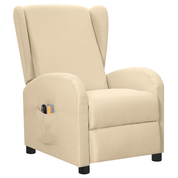 vidaXL Електрически масажен стол, кремав, текстил