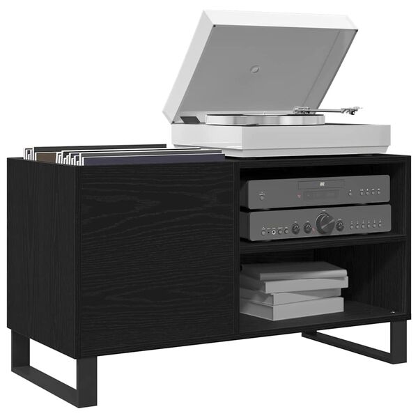 vidaXL Шкаф за грамофонни плочи с рафт Черния дъб 85 x 38 x 48 см