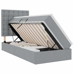 vidaXL Легло с място за съхранение и матрак Светлосиво 90 x 200 cm