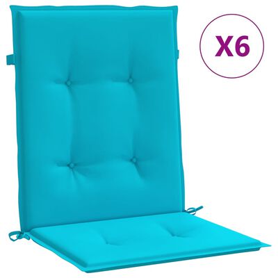 vidaXL Възглавници за столове с ниски облегалки 6 бр тюркоаз текстил