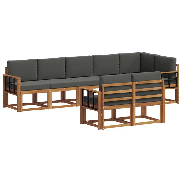 vidaXL Комплект дивани за открито 8 pcs Натурален и Антрацит