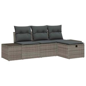 vidaXL Градински Софа Комплект с възглавница 4 pcs Сив Полиратан