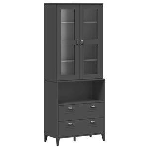 vidaXL Висок шкаф "VIKEN", антрацит сив, 80x40x200 см, бор масив
