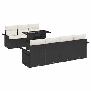 vidaXL Градински Софа Комплект 8 pcs Черно Полипропилен Ратан