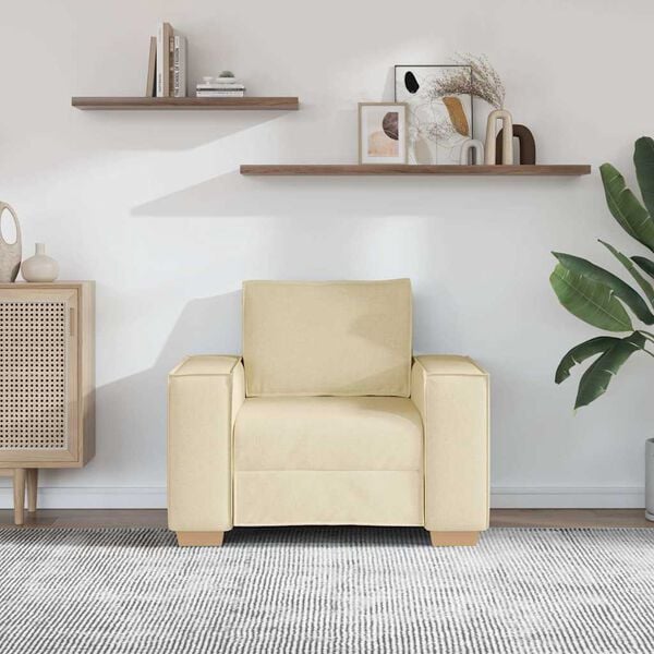 vidaXL Диван-фотьойл, кремав, 60 см, плат